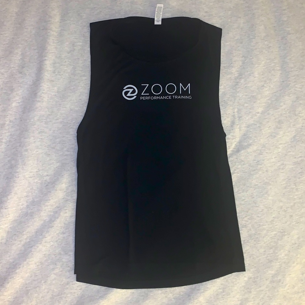 Muscle Tee tank from a fitness studio in Charlottesville, VA. Very comfortable.